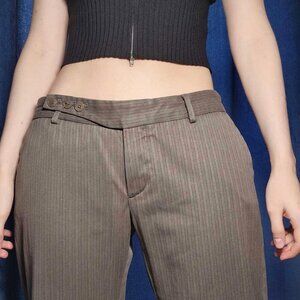 Vintage Drykorn baggy low rise striped brown office pants ✦ officecore ✦